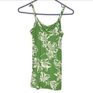 Banana Republic Island Floral Flower Print Green Spaghetti Strap Tank Top Size S